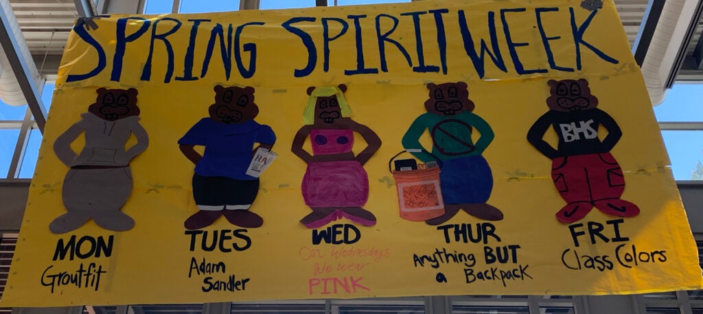 Spirit Week Banner with Beavers for each day of the week.