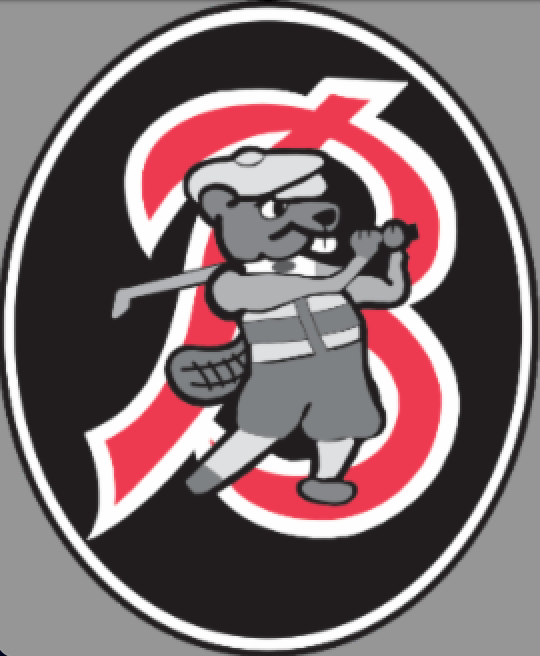 B logo with golfing beaver character
