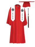 Red Graduation Cap and Gown