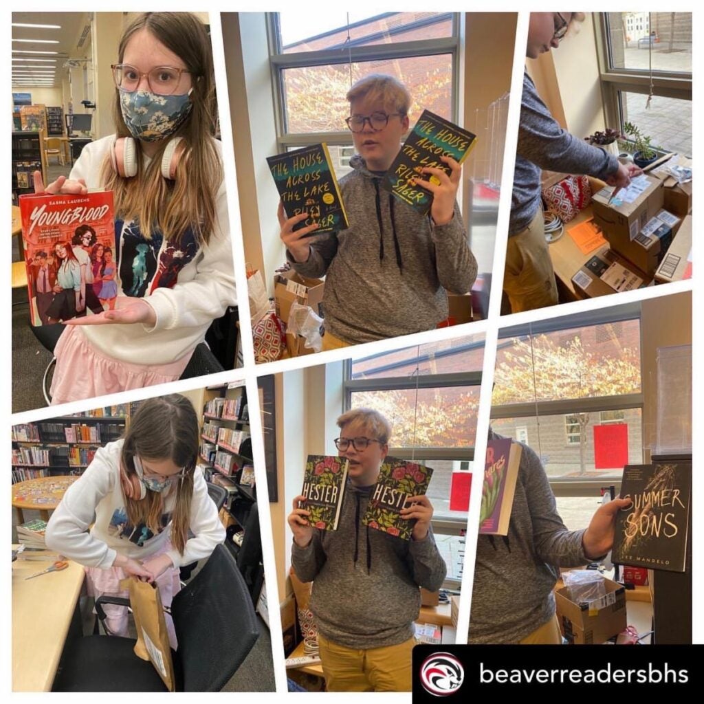 Collage of students holding up books from DA