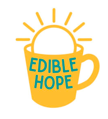 Cup with Sun. Text: Edible Hope Logo